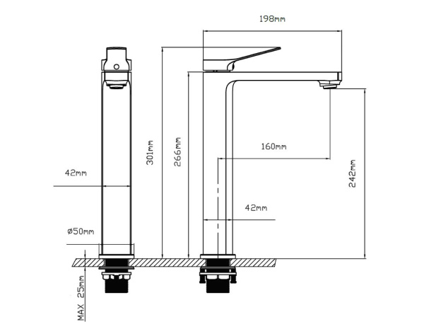 Смеситель для раковины Arco VBF-4AR02MB, черный матовый