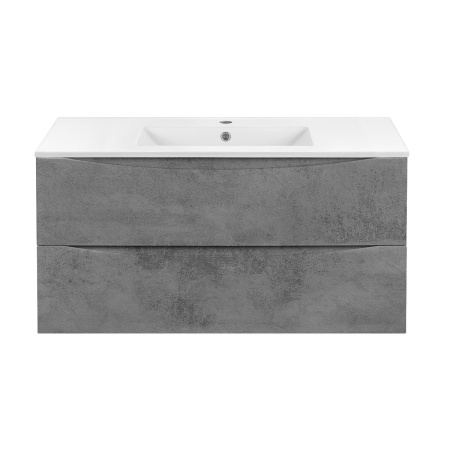 База под керамическую раковину Миа (Mia) 1000 подвесная, 2 выкатных ящика микролифт, Beton