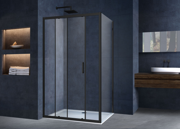 Душевой уголок Alpha VSR-3AL9011CLB, 1100*900, черный, стекло прозрачное Душевой уголок Alpha VSR-3AL9011CLB, 1100*900, черный, стекло прозрачное