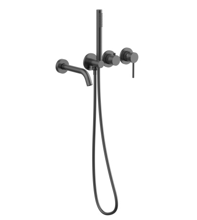 Смеситель для ванны Грув (Groove) VBTW-4G1GM, встраиваемый, вороненая сталь