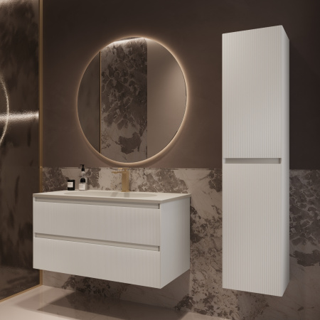 База под раковину Велле (Welle) 1000 подвесная, 2 выкатных ящика микролифт, Белый матовый софт-тач