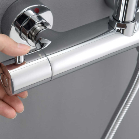 Душевая стойка Эссе (Esse) VSFS-1E1TCH термостатическая с изливом, 25см верх душ, хром