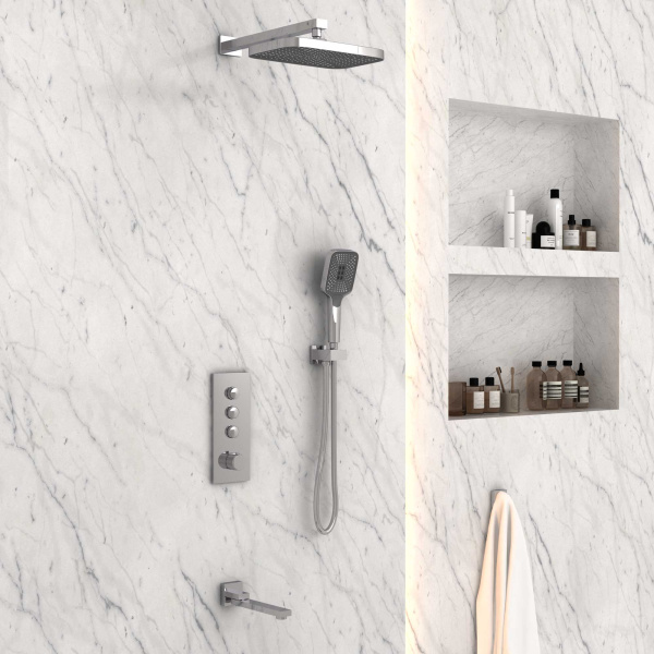 Душевой комплект VSFW-433T1CH встраиваемый, термостатический, трехрежимный, хром