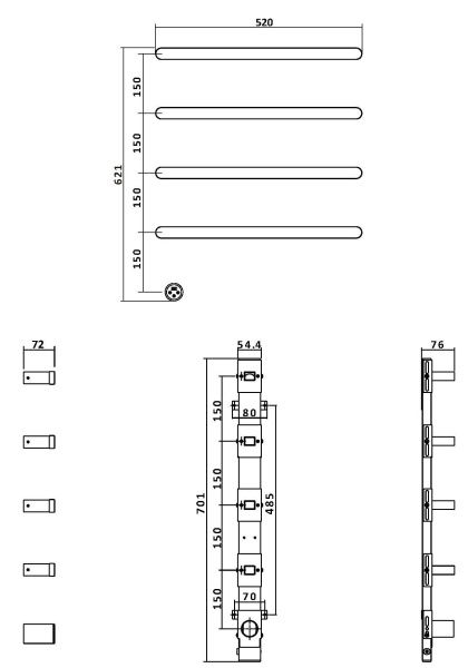 Полотенцесушитель электрический Vincea VTD-2H2CH, хром, таймер
