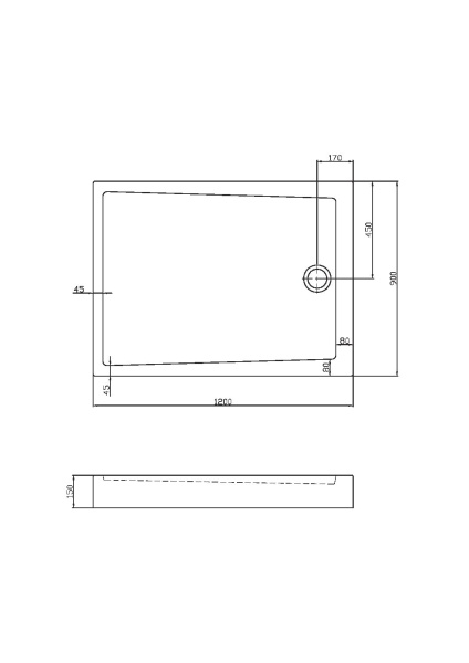 Поддон для душа акриловый VST-3AR-9012, 1200*900*150, сифон Ф90 с гидрозатвором