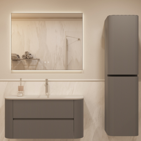 База под раковину Альто (Alto) 1000 подвесная, 2 выкатных ящика микролифт, светло-серый матовый