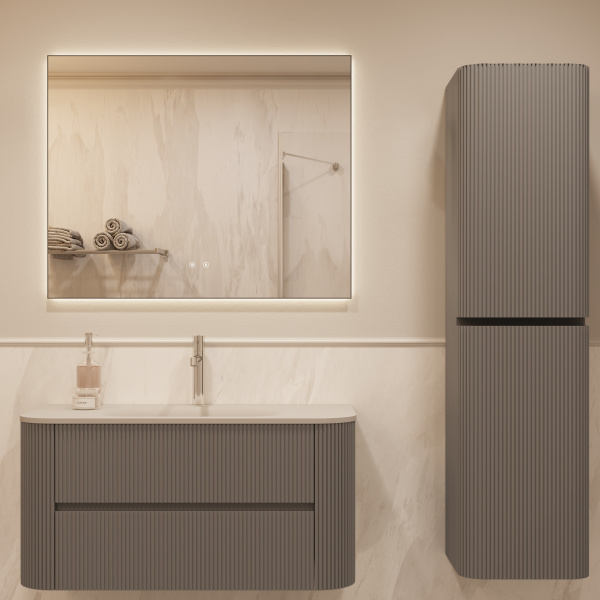 База под раковину Alto 1000 подвесная, 2 выкатных ящика soft close, светло-серый матовый