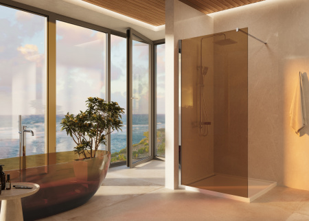 Душевая перегородка Волк-Ин (Walk-In) VSW-1H900GS, 900*2000, хром, стекло янтарь