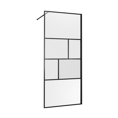 Душевая перегородка Волк-Ин (Walk-In) VSW-1HC100CFB, 1000*2000, черный, стекло прозрачное/рифленое