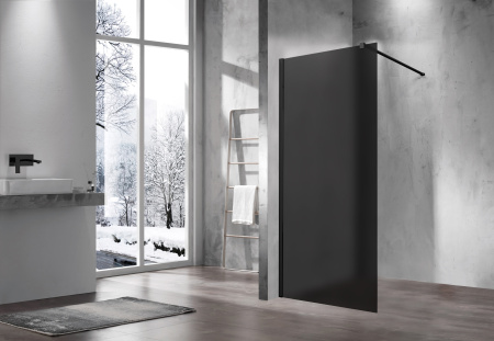 Душевая перегородка Волк-Ин (Walk-In) VSW-1H100GFB, 1000*2000, черный матовый, стекло матовое тонированное