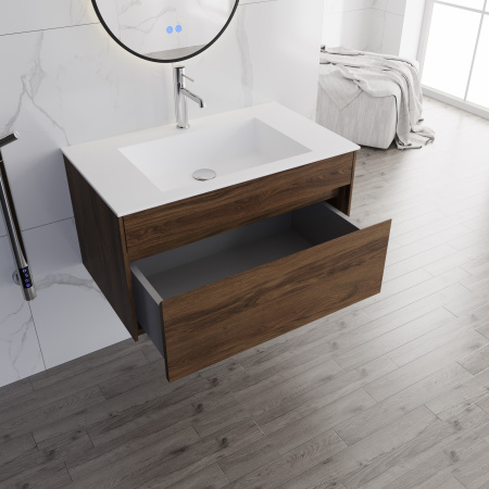 База под раковину Кьяра (Chiara) 800 подвесная, 1 выкатной ящик микролифт, Дуб Чарльстон (C.Oak)