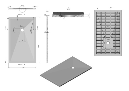 Поддон для душа из искусственного камня VST-4SR9015W, 1500*900*30, белый матовый