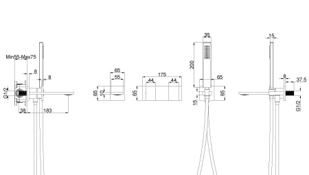 Смеситель для ванны Дайс (Dice) VBTW-6D1BG, встраиваемый, брашированное золото