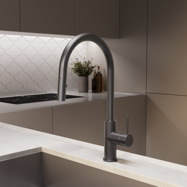 Смеситель для кухни City VKF-2C1GM, вороненая сталь