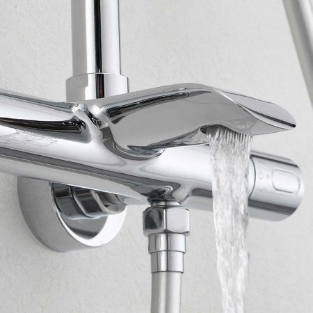 Душевая стойка Эссе (Esse) VSFS-1E1TCH термостатическая с изливом, 25см верх душ, хром