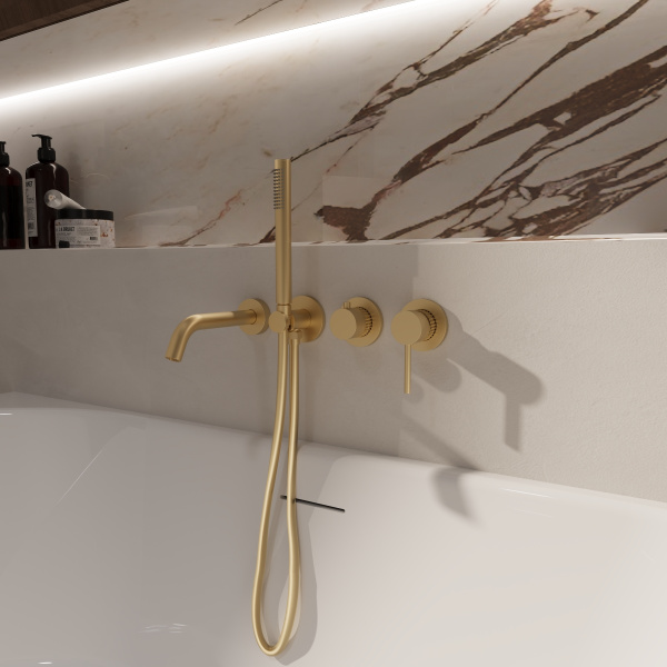 Смеситель для ванны Groove VBTW-4G1BG, встраиваемый, брашированное золото