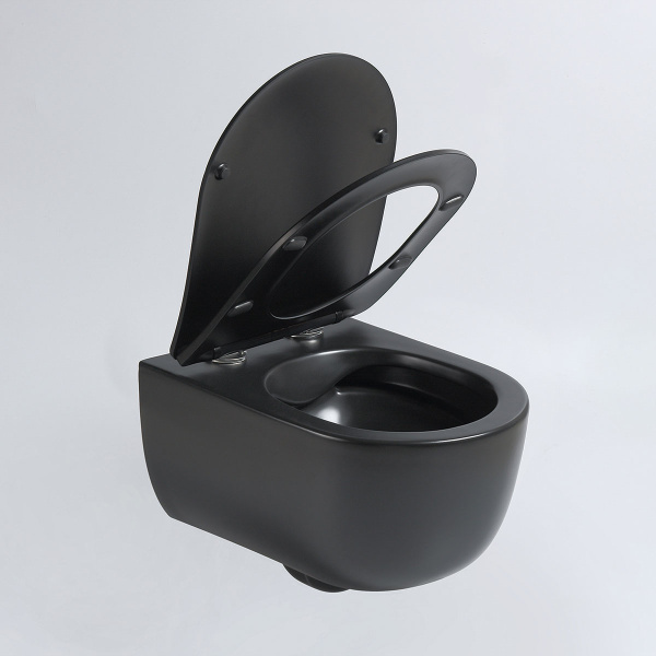 Унитаз подвесной Evo VT1-34SMB безободковый, цвет черный матовый, ультратонкое soft-close сиденье