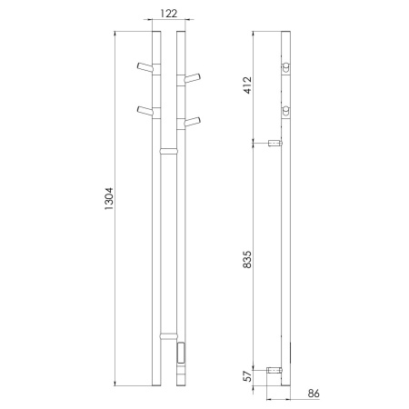 Полотенцесушитель электрический Vincea VTD-1D2BE 25х130, черный, таймер