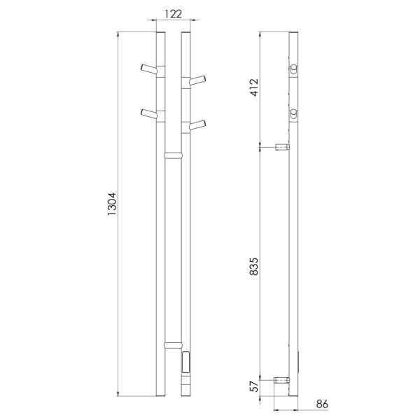 Полотенцесушитель электрический Vincea VTD-1D2BE 25х130, черный, таймер