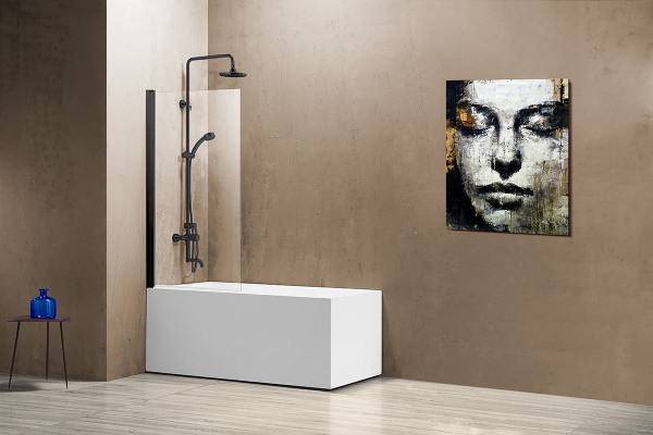 Душевая шторка на ванну VSB-11800CLB, 800*1400, черный, стекло прозрачное