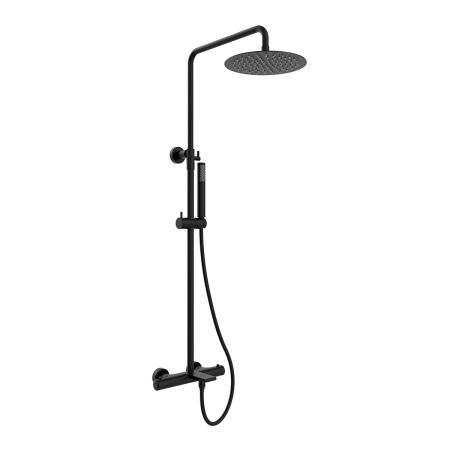 Душевая стойка Вог (Vogue) VSFS-1V1TMB термостат с изливом, 25см верх душ из нерж. стали, черный