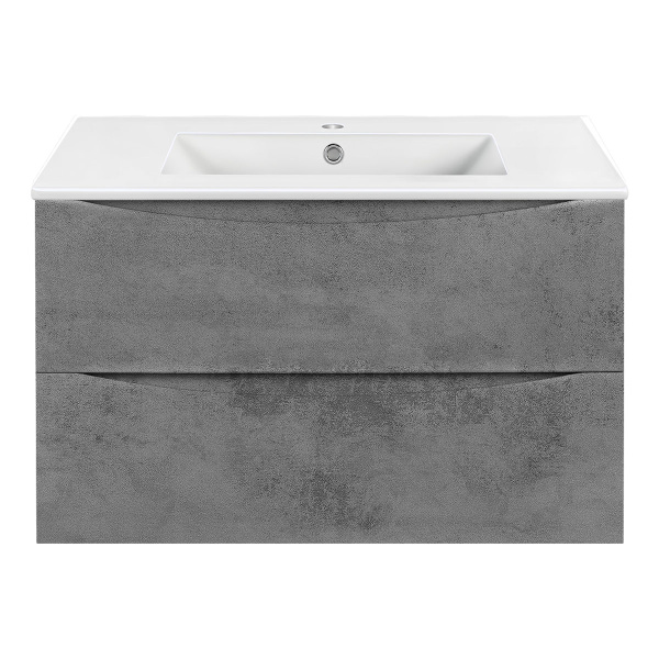База под керамическую раковину Mia 800 подвесная, 2 выкатных ящика soft close, Beton