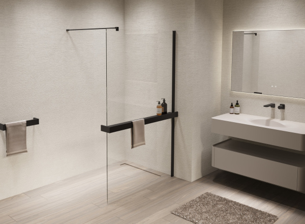 Душевая перегородка Walk-In VSW-1HR110CLB, 1100*2000, черный, стекло прозрачное Душевая перегородка Walk-In VSW-1HR110CLB, 1100*2000, черный, стекло прозрачное