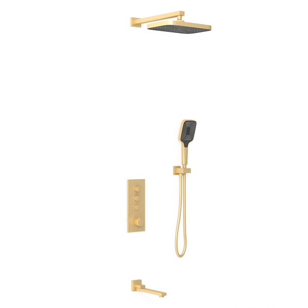 Душевой комплект VSFW-433T1BG встраиваемый, термостатический, трехрежимный, брашированное золото