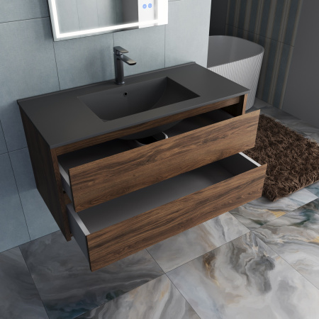 База под раковину Джио (Gio) 1000 подвесная, 2 выкатных ящика микролифт, Дуб Чарльстон (C.Oak)