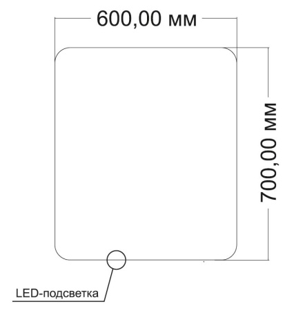 Зеркало с подсветкой VLM-3BE6007 600х700 c сенсорным выключателем и диммером