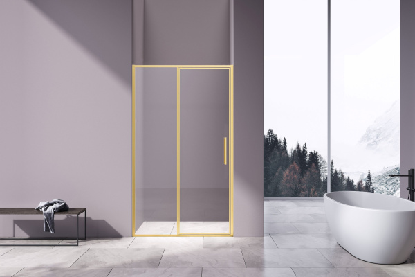 Душевая дверь Slim 8mm VDP-4SL120CLG, брашированное золото, стекло прозрачное Душевая дверь Slim 8mm VDP-4SL120CLG, брашированное золото, стекло прозрачное