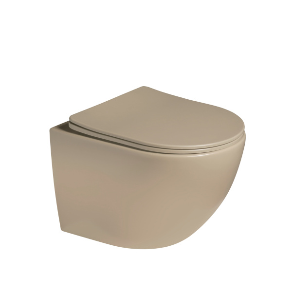 Унитаз подвесной Globo VT1-14STMC Tornado, цвет капучино матовый, ультратонкое сиденье soft-close
