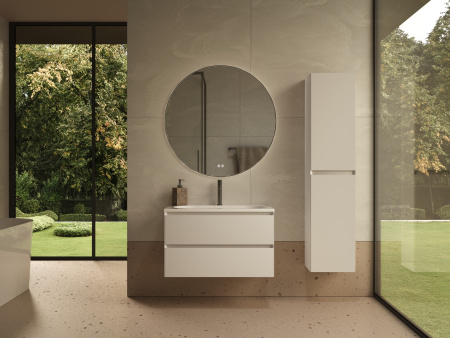 База под раковину Люка Софт-Тач (Luka Soft-Touch) 800 подвесная, 2 выкатных ящика микролифт, матовый белый