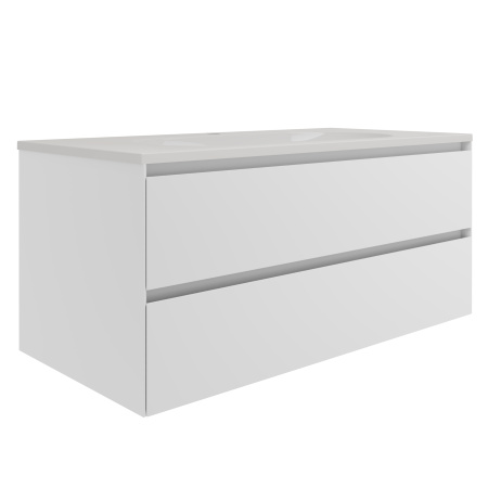 База под раковину Люка Софт-Тач (Luka Soft-Touch) 1000 подвесная, 2 выкатных ящика микролифт, матовый белый