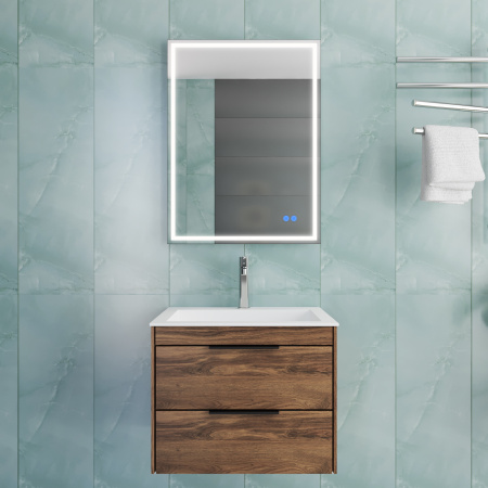 База под раковину Кьяра 2D (Chiara 2D) 600 подвесная, 2 выкатных ящика микролифт, Дуб Чарльстон (C.Oak)