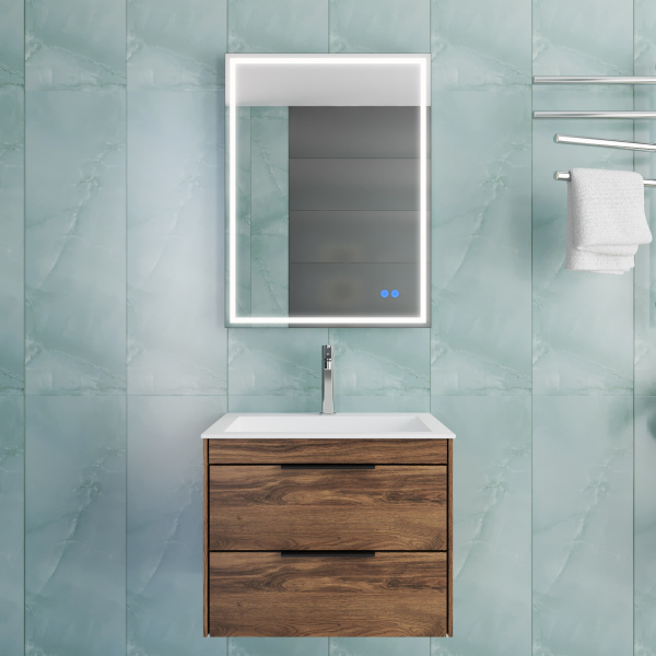 База под раковину Chiara 2D 600 подвесная, 2 выкатных ящика soft-close, C.Oak