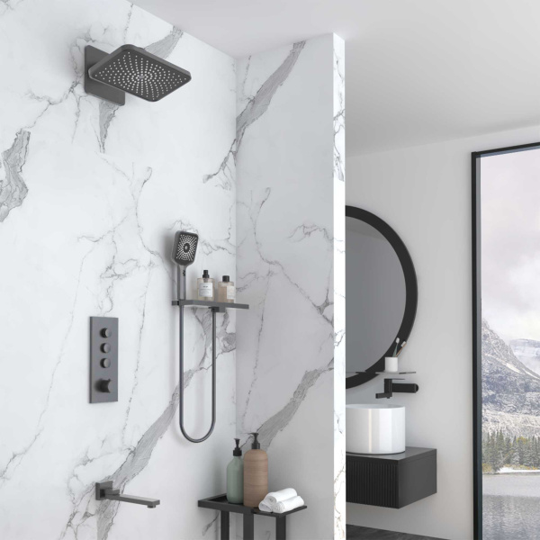 Душевой комплект VSFW-433TI4RGM встраиваемый, термостат, трехрежимный, вороненая сталь