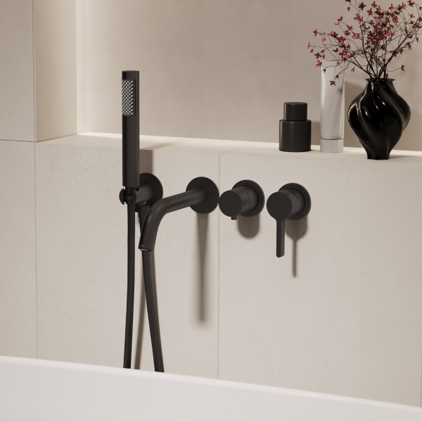 Смеситель для ванны Villa VTFW-1VL1MB, встраиваемый, черный