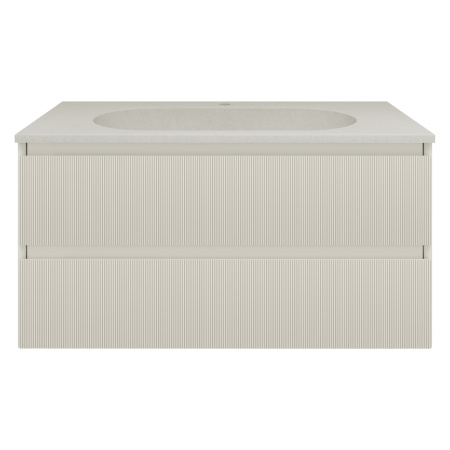 База под раковину Велле (Welle) 1000 подвесная, 2 выкатных ящика микролифт, Бежевый матовый софт-тач