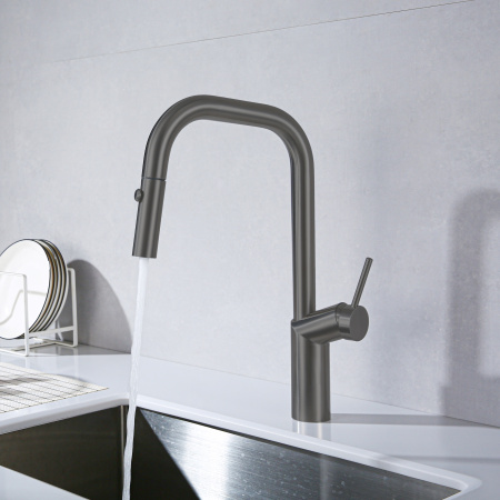 Смеситель для кухни Vincea VKF-107GM, вороненая сталь