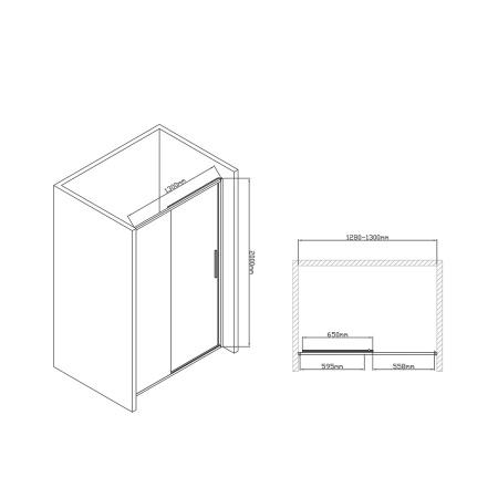 Душевая дверь Слим-У (Slim-U) VDS-2SU130CL, 1300, хром, стекло прозрачное