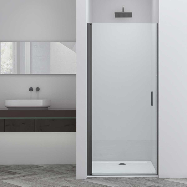 Душевая дверь Alpha VDP-3AL600CLGM, вороненая сталь, стекло прозрачное Душевая дверь Alpha VDP-3AL600CLGM, вороненая сталь, стекло прозрачное