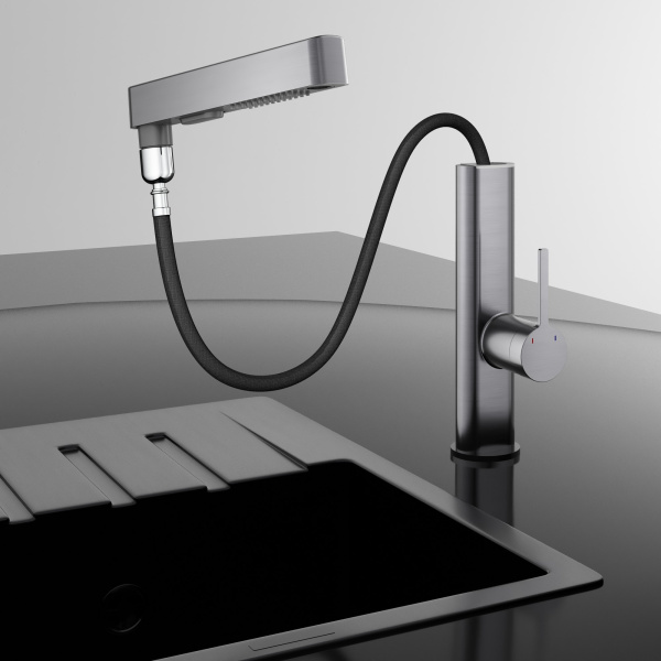 Смеситель для кухни Vincea VKF-22GM, вороненая сталь