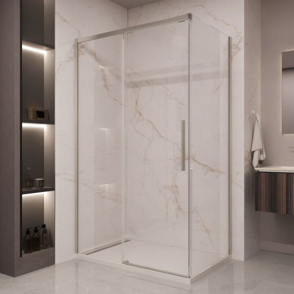 Душевой уголок Стелла (Stella) VSR-1ST9012CLBN, 1200*900, брашированный никель, стекло прозрачное