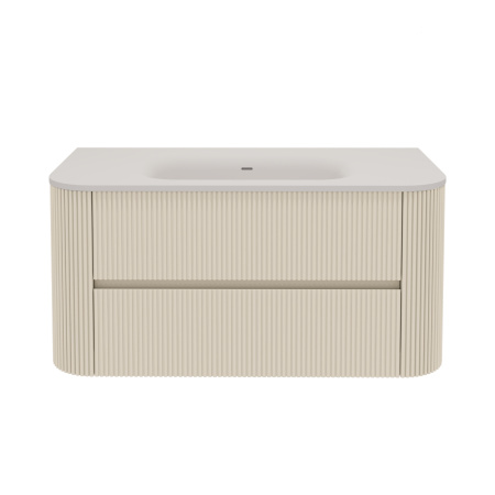 База под раковину Альто (Alto) 1000 подвесная, 2 выкатных ящика микролифт, светло-бежевый матовый