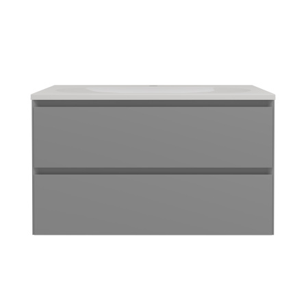 База под раковину Люка Софт-Тач (Luka Soft-Touch) 800 подвесная, 2 выкатных ящика микролифт, серый матовый