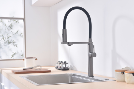 Смеситель для кухни Vincea VKF-119GM, вороненая сталь