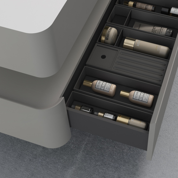 База под раковину Caprise 1200 подвесная, 1 выкатной ящик soft close, светло-серый матовый