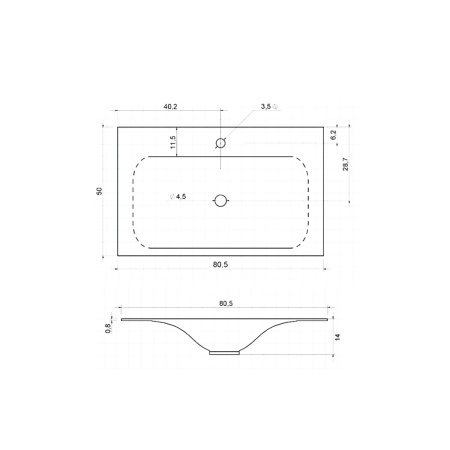 Раковина VCB-1F800W из искусственного камня, цвет белый