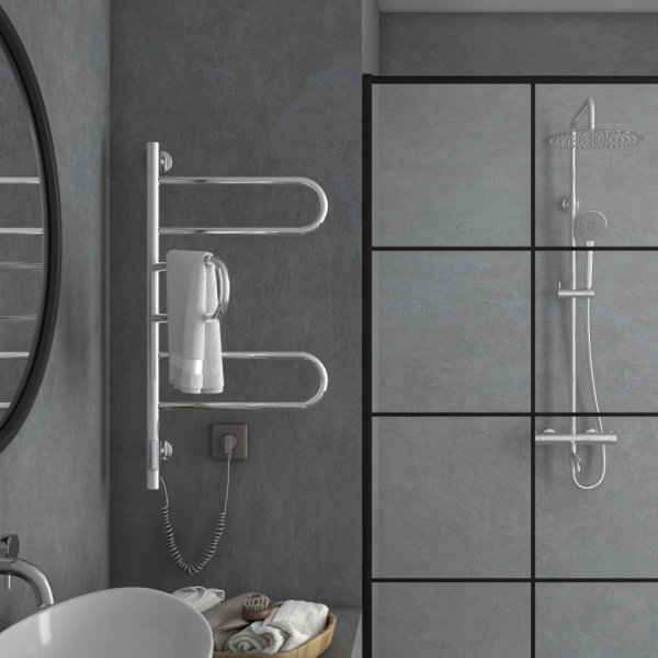 Полотенцесушитель электрический Vincea VTD-1R2CE 44х80, хром, таймер